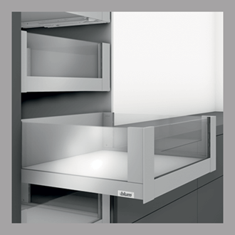 Blum LEGRABOX free 450MM Inner Drawer C Height 177MM with HIGH GLASS DESIGN ELEMENT to suit 1200MM Wide Drawer with Integrated BLUMOTION in Stainless Steel 40KG