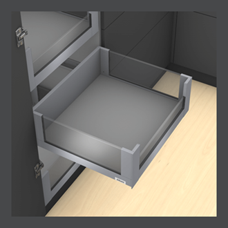 Blum LEGRABOX free 450MM Inner Drawer C Height 177MM in Orion Grey 40KG with LOW GLASS DESIGN ELEMENT to suit 900MM Wide Drawer with TIP-ON BLUMOTION. For drawer weight of 15-40kg
