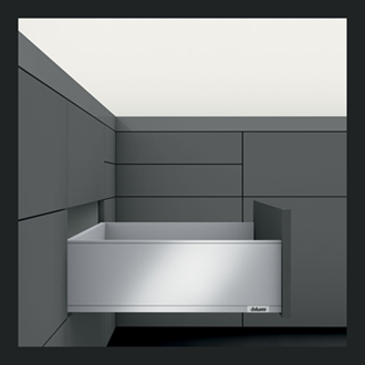 Blum LEGRABOX Std pure High Fronted C Height 177MM drawer 400MM Integrated BLUMOTION in Carbon Black Matte 40KG