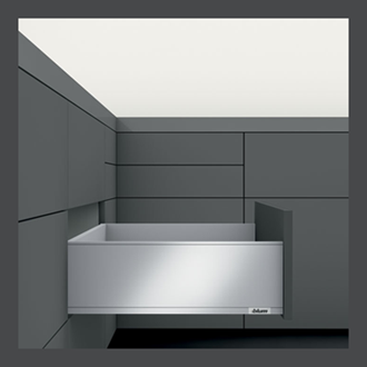 Blum LEGRABOX pure High Fronted C Height 177MM drawer 400MM TIP-ON BLUMOTION in Orion Grey 40KG for drawer weight 15-40kg