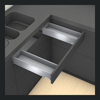 Blum LEGRABOX pure Sink Drawer M Height 90.5MM drawer 400MM Integrated BLUMOTION in Carbon Black Matte 40KG