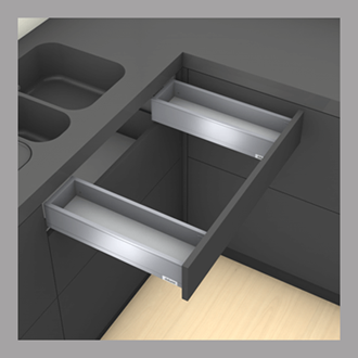 Blum LEGRABOX pure Sink Drawer M Height 90.5MM drawer 500MM Integrated BLUMOTION in Anti-fingerprint Stainless Steel 70KG