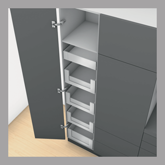 Blum LEGRABOX free SPACE TOWER M and C Height drawers 450MM Integrated BLUMOTION in Stainless Steel 70KG