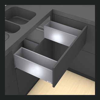 Blum LEGRABOX pure Sink Drawer C Height 177MM drawer 450MM Integrated BLUMOTION in Carbon Black Matte 40KG