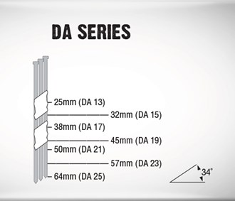 DA15G Series Brads 32mm x 1.75mm Galvanised (Box Qty 3,000)