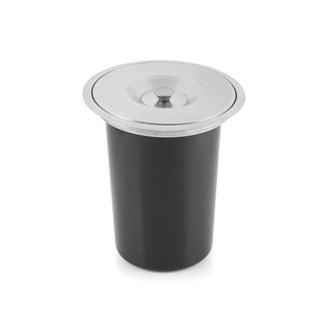 UNIVERSAL BENCH TOP BIN 8L 240MM CUT OUT STAINLESS STEEL AND BLACK